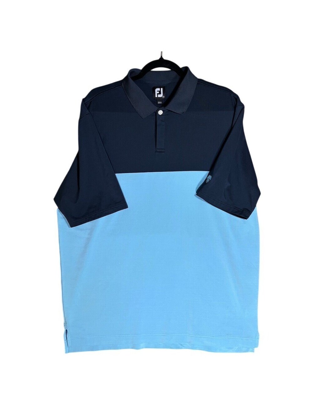 FootJoy Polo Shirt Men's 2XL Navy & Light Blue Colorblock Golf Short